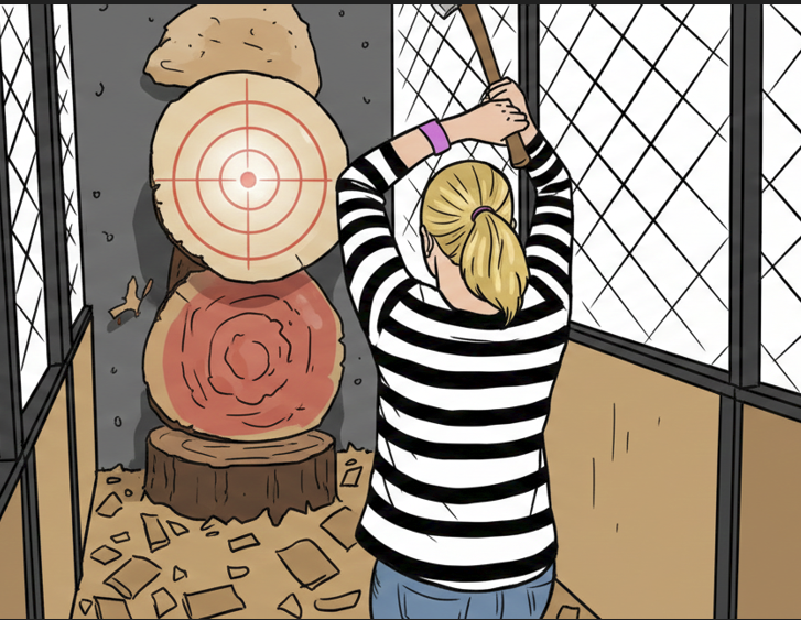 Schützin beim Axtwurf