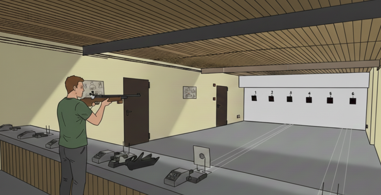 Sportschütze mit Luftgewehr